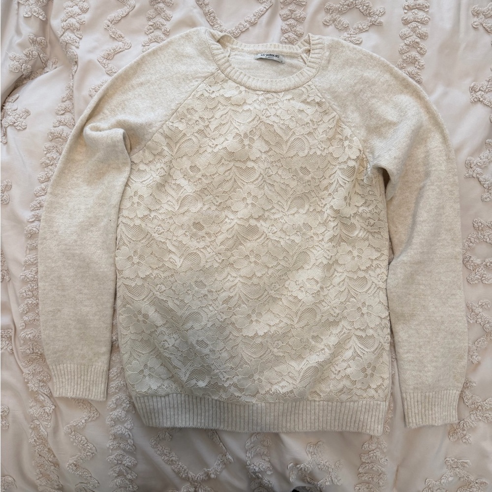 Elegant Lace Front Sweater